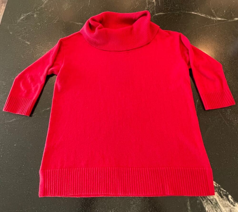 Chico's Red Cowl neck Short Sleeve lightweight sweater "0"   XS